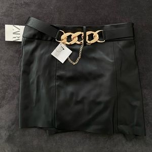 Zara Belted leather Skort NWT